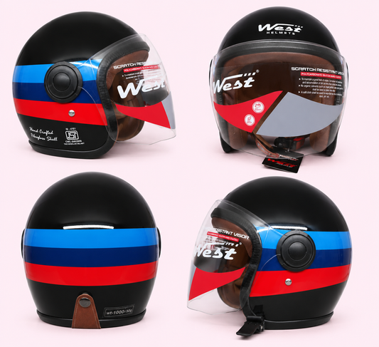 WEST HELMETS RAIDER RETRO SKULL WHITE RED GLOSS