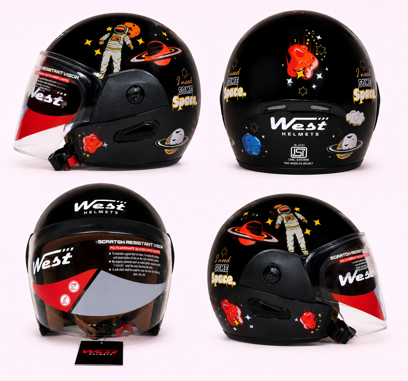 WEST HELMETS FRENZY O/F - SPACE BLACK - RED GLOSS