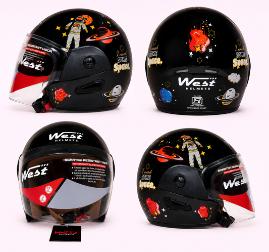 WEST HELMETS FRENZY O/F - SPACE BLACK - RED GLOSS