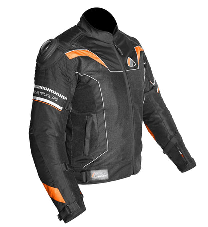 RR GEAR AVATAR RIDING JACKET BLACK ORANGE WITH RAIN AND TERMAL LINERS