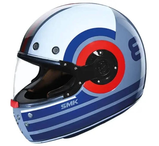 SMK Retro Ranko Grey Blue Red Gloss (GL653) Helmet SMK