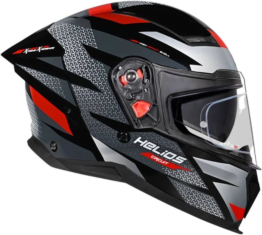Studds Helios D2 Circuit Decor Graphics Helmet - Gloss Black Red N2