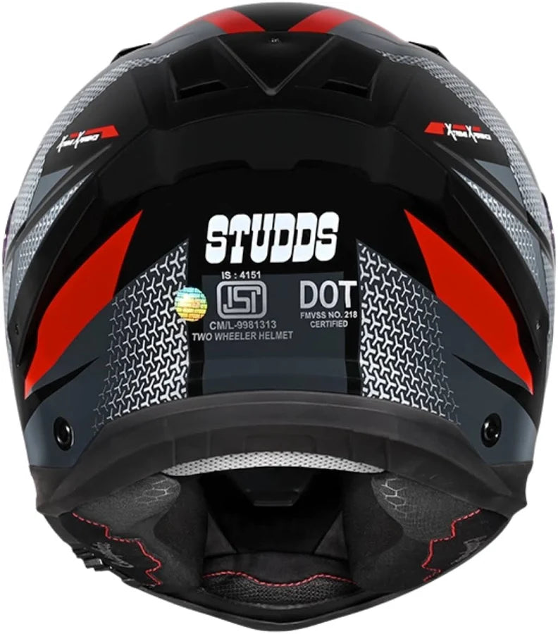 Studds Helios D2 Circuit Decor Graphics Helmet - Gloss Black Red N2