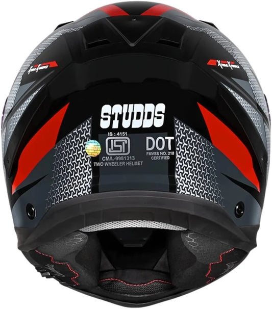 Studds Helios D2 Circuit Decor Graphics Helmet - Gloss Black Red N2