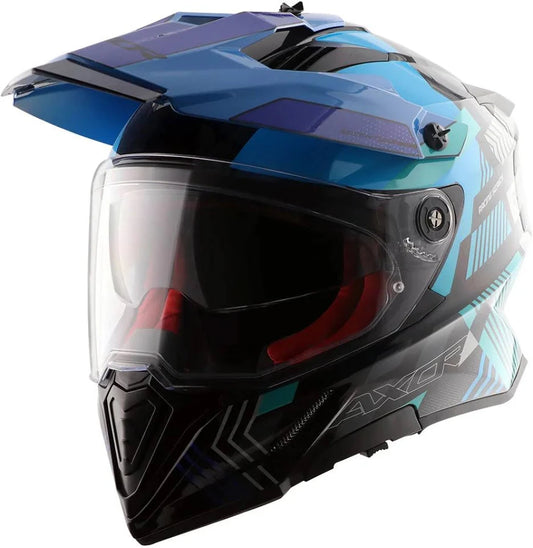 AXOR X-Cross Dual Visor Gambling Helmet - BLACK BLUE