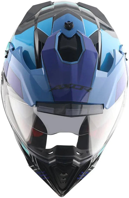 AXOR X-Cross Dual Visor Gambling Helmet - BLACK BLUE