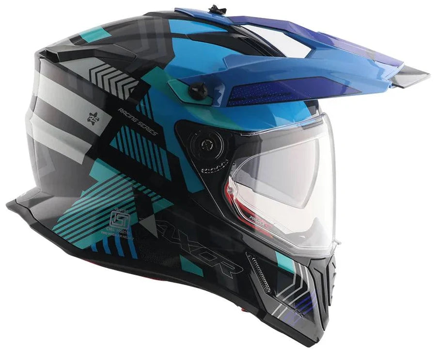 AXOR X-Cross Dual Visor Gambling Helmet - BLACK BLUE