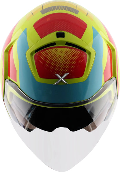 Axor Striker Ultron Dual Visor Motorbike Helmet (Neon Yellow Red) DAMAGED