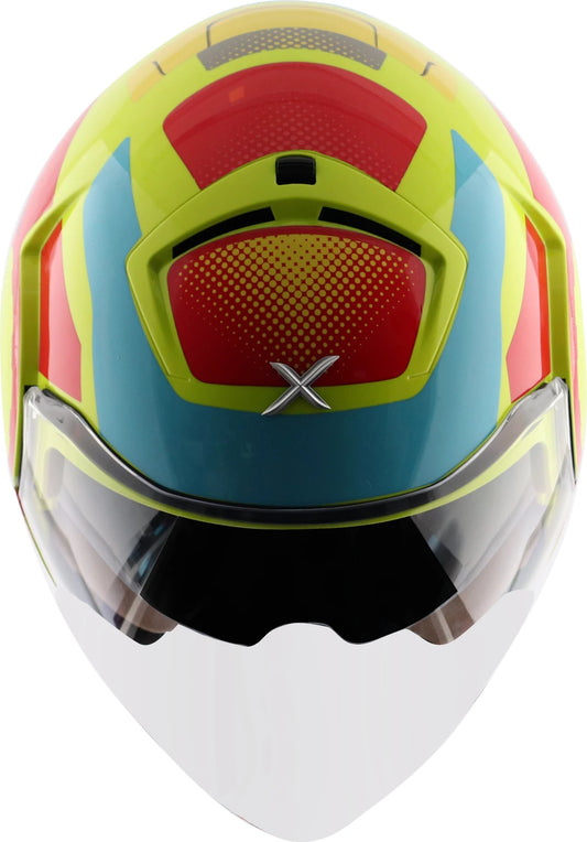 Axor Striker Ultron Dual Visor Motorbike Helmet (Neon Yellow Red) DAMAGED