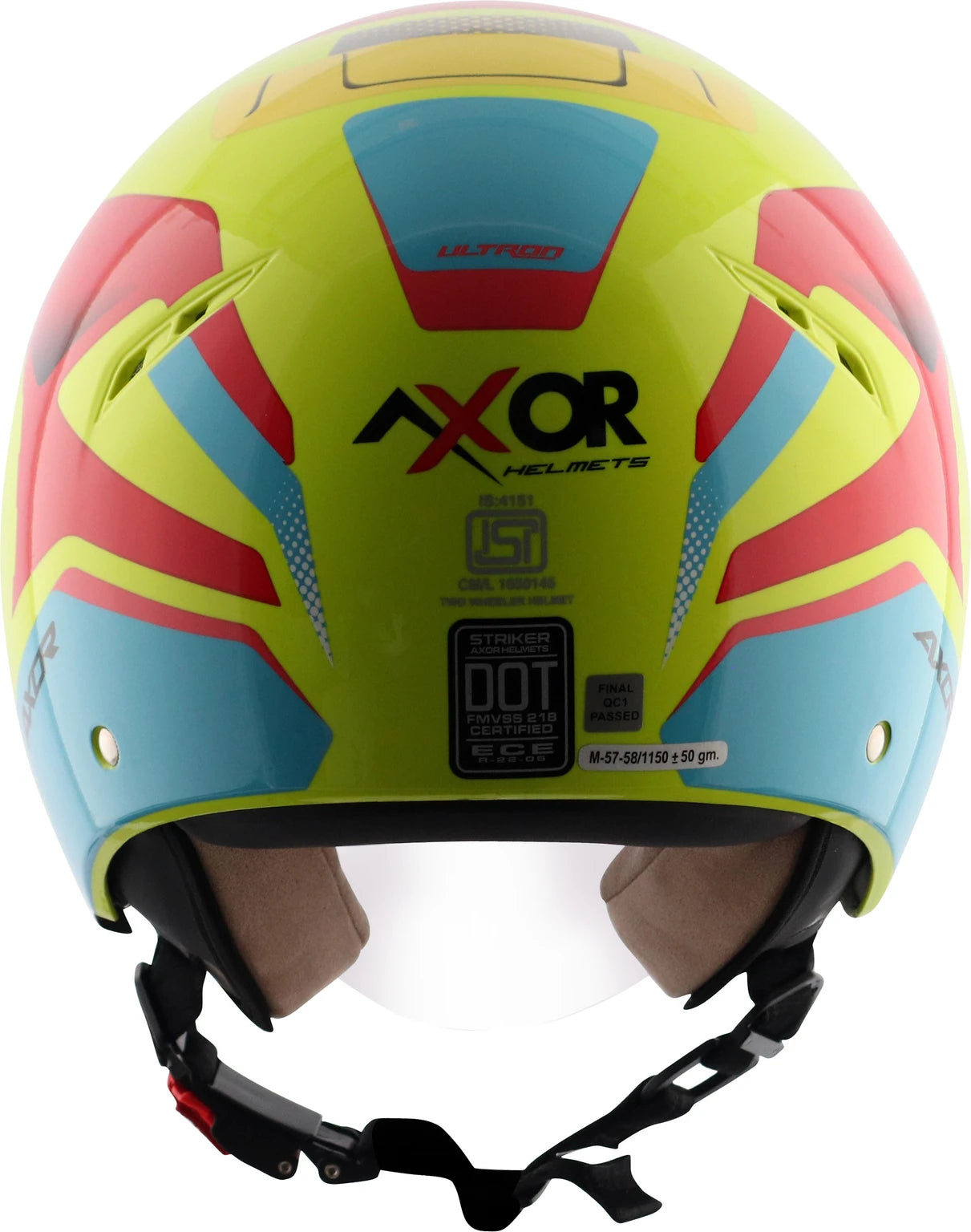 Axor Striker Ultron Dual Visor Motorbike Helmet (Neon Yellow Red) DAMAGED