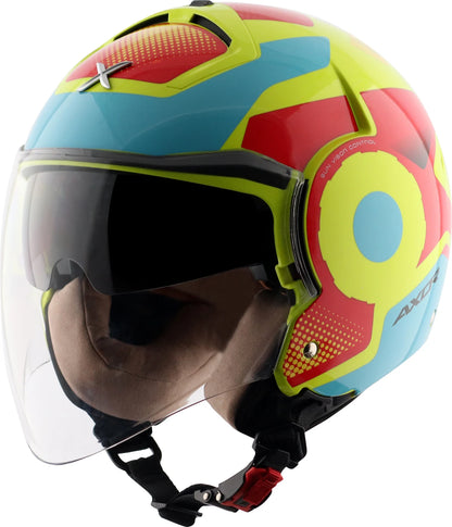 Axor Striker Ultron Dual Visor Motorbike Helmet (Neon Yellow Red) DAMAGED