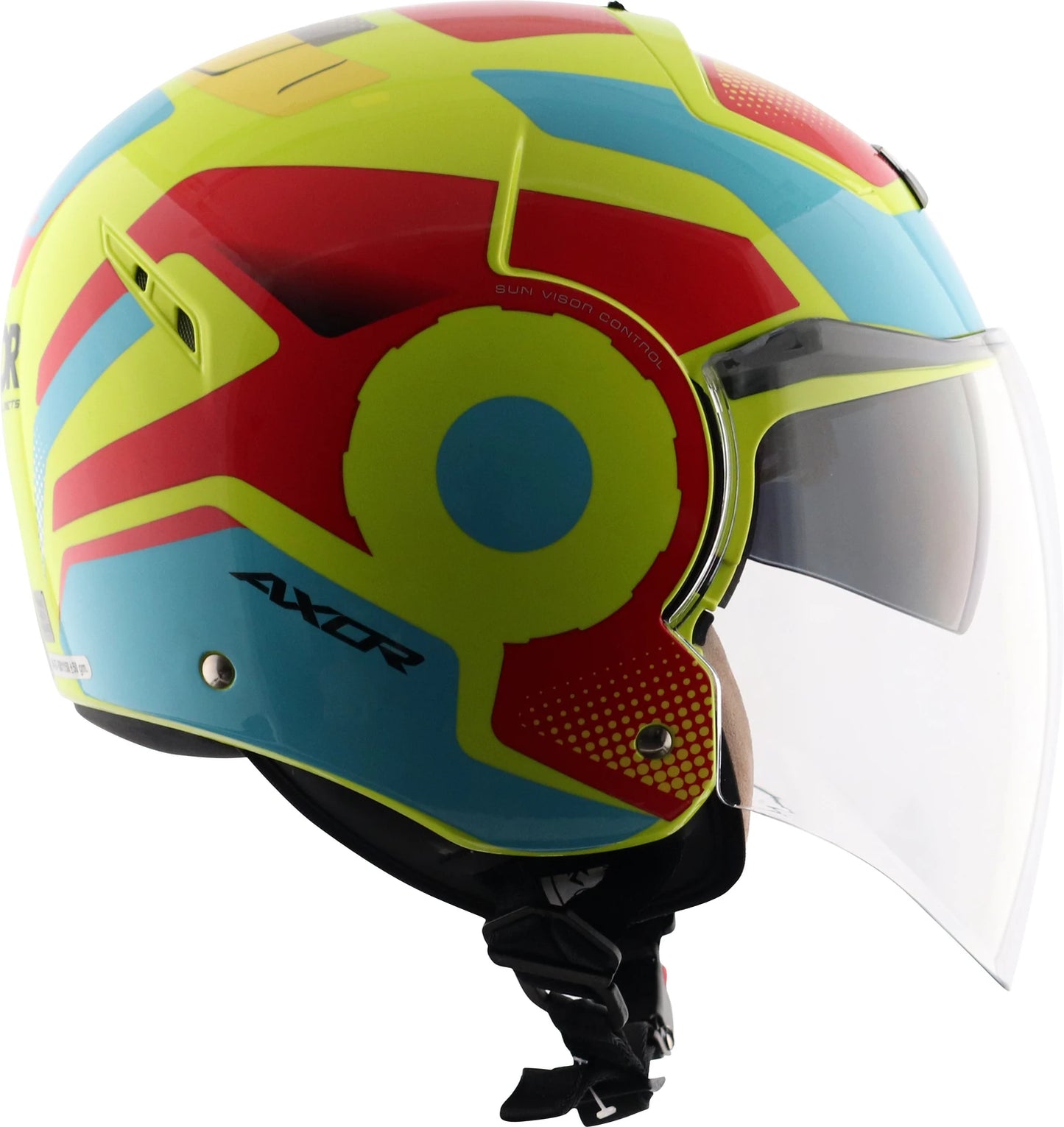 Axor Striker Ultron Dual Visor Motorbike Helmet (Neon Yellow Red) DAMAGED